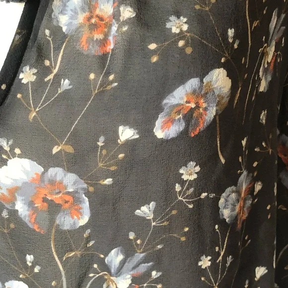 Ulla Johnson NWT Raine Blouse  Dark Floral 100% Silk Georgette Sheer Boho Top - Picture 6 of 9